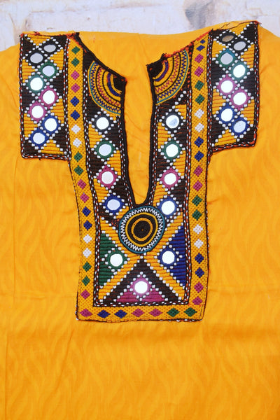 Yellow Cotton Kutch Old Work Kurti Fabric – alternate view