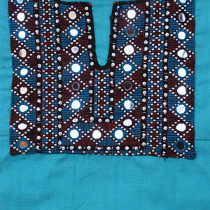Blue Cotton Kutch Old Work Kurti Fabric