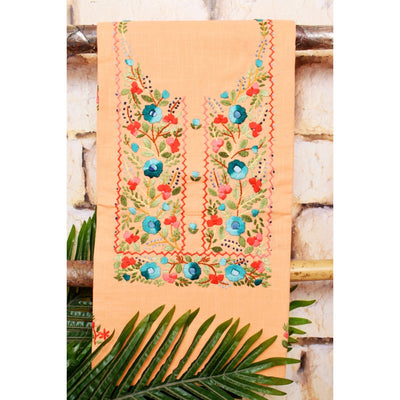 Peach Special Hand Embroidered Cotton Kurti