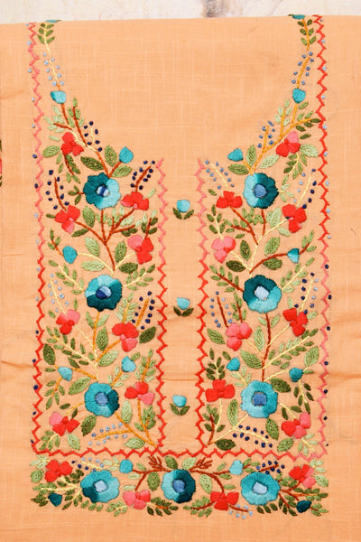 Peach Special Hand Embroidered Cotton Kurti