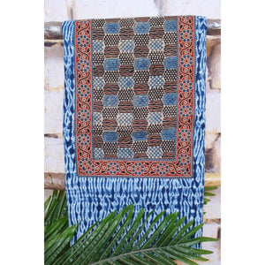 Indigo Shibori Patchwork Cotton Kurti Fabric