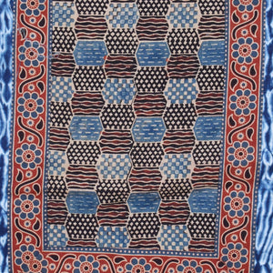 Indigo Shibori Patchwork Cotton Kurti Fabric