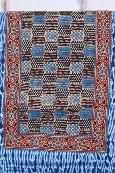 Indigo Shibori Patchwork Cotton Kurti Fabric – alternate view