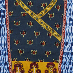 Indigo Shibori Patchwork Cotton Kurti Fabric