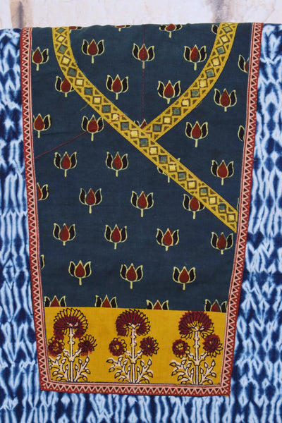 Indigo Shibori Patchwork Cotton Kurti Fabric – alternate view