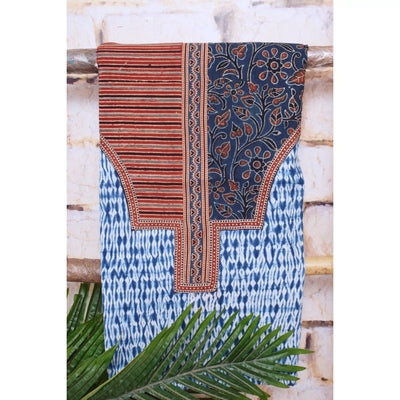 Indigo Shibori Patchwork Cotton Kurti Fabric