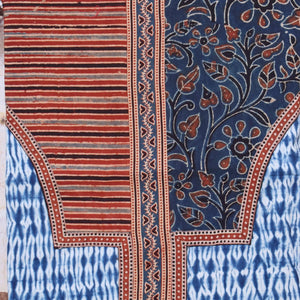 Indigo Shibori Patchwork Cotton Kurti Fabric