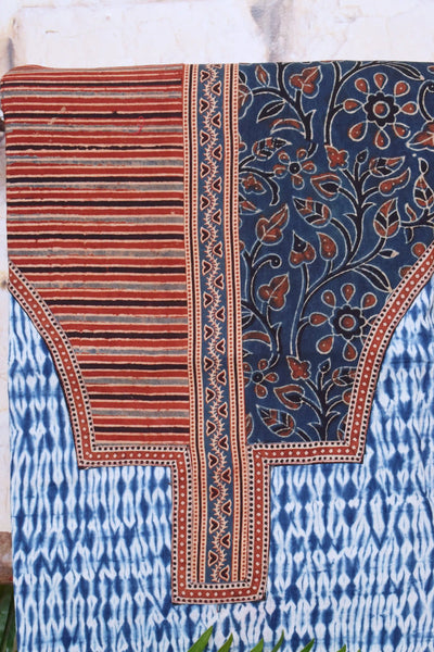 Indigo Shibori Patchwork Cotton Kurti Fabric – alternate view