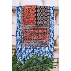 Indigo Shibori Patchwork Cotton Kurti Fabric