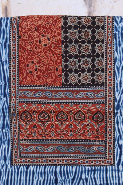 Shibori Ajrakh Patchwork Cotton Kurti