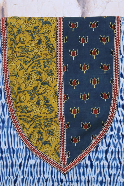 Indigo Shibori Patchwork Cotton Kurti Fabric – alternate view