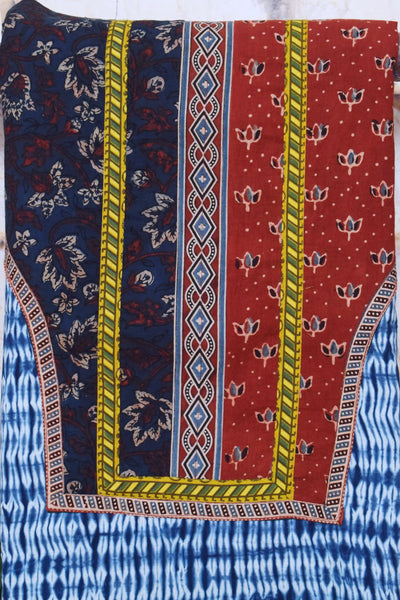 Indigo Shibori Patchwork Cotton Kurti Fabric – alternate view
