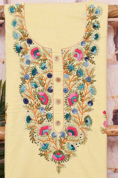 Beige Special Hand Embroidered Cotton Kurti