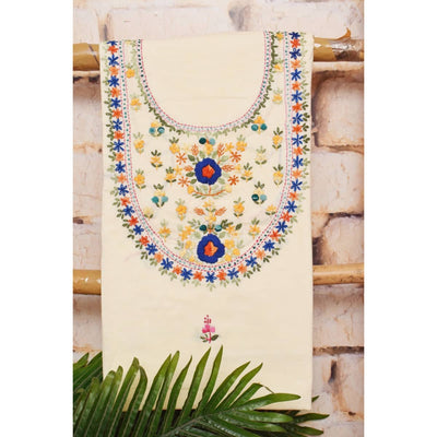 Cream Special Hand Embroidered Cotton Kurti