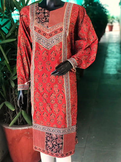 Madder Ajrakh Designer Cotton Patchwork Kurti