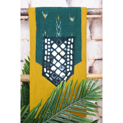 Blue Dabu Patch Mirror Work Cotton Kurti