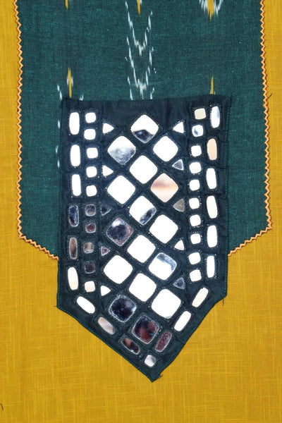 Blue Dabu Patch Mirror Work Cotton Kurti