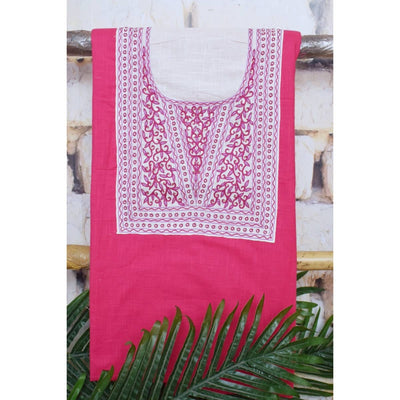 Pink Hand Embroidered Cotton Kurti