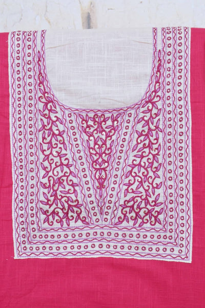Pink Hand Embroidered Cotton Kurti