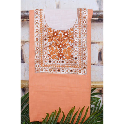Peach Hand Embroidered Cotton Kurti