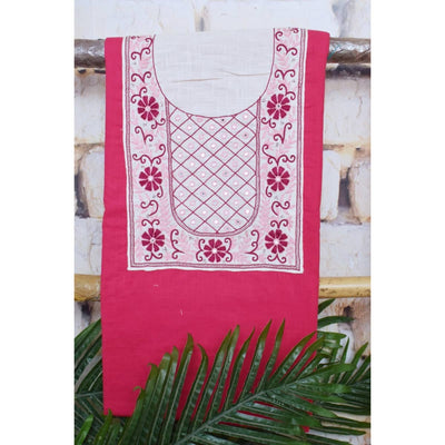 Pink Hand Embroidered Cotton Kurti