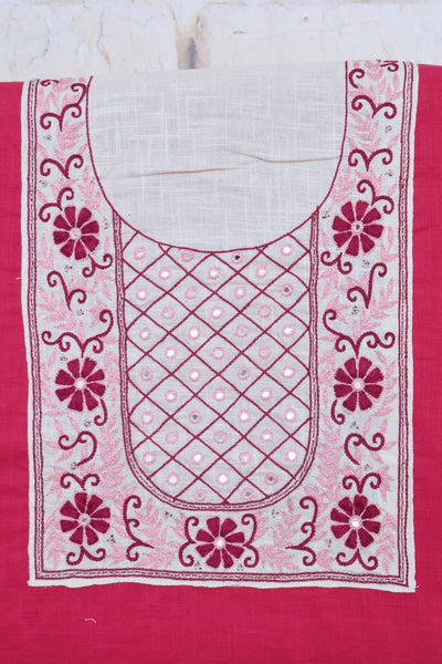 Pink Hand Embroidered Cotton Kurti