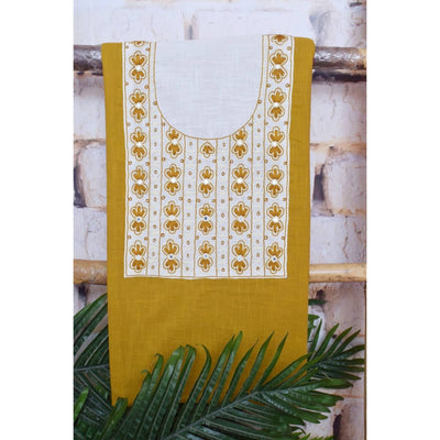 Mustard Hand Embroidered Cotton Kurti