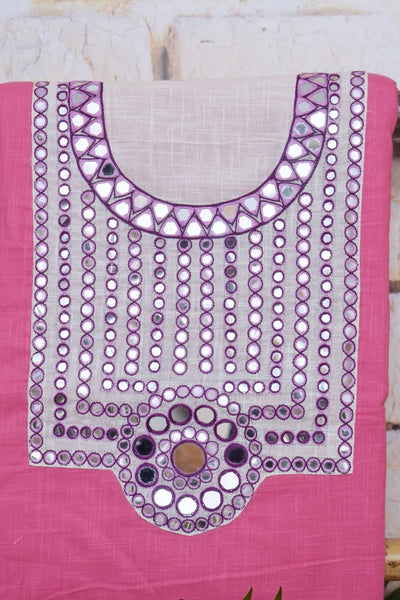 Pink Hand Embroidered Cotton Kurti