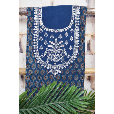 Indigo Ajrakh Pittan Work Kurti Fabric