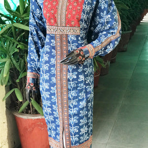 Indigo Dabu Cotton Designer Kurti