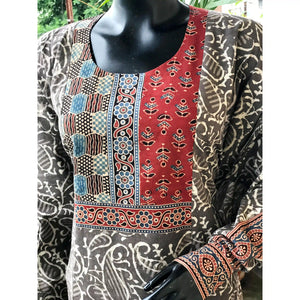 Grey Dabu Cotton Designer Kurti