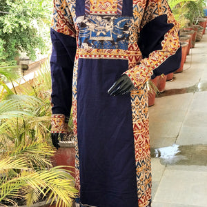 Red-Blue Kalamkari Patchwork Cotton Kurti