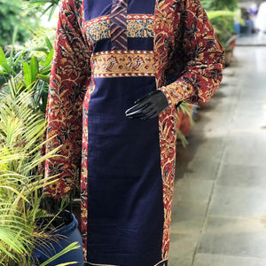 Red-Blue Kalamkari Patchwork Cotton Kurti