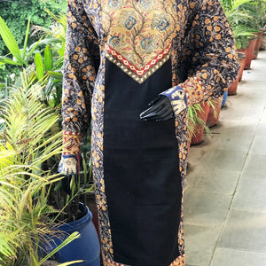 Black Kalamkari Patchwork Cotton Kurti