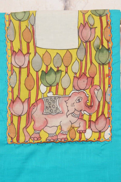 Pen Kalamkari Kurti Fabric - SSEthnics