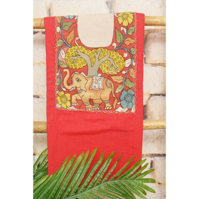 Pen Kalamkari Kurti Fabric - SSEthnics