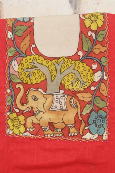 Pen Kalamkari Kurti Fabric - SSEthnics