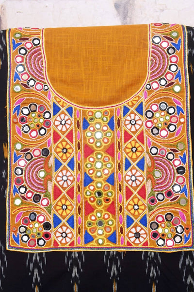 Black Pochampally Ikat Kutch Kurti Fabric