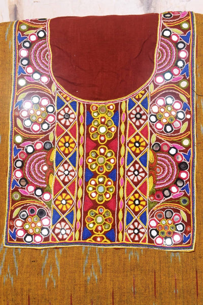 Mustard Pochampally Ikat Kutch Kurti Fabric