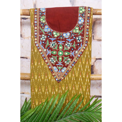 Green Pochampally Ikat Kutch Kurti Fabric