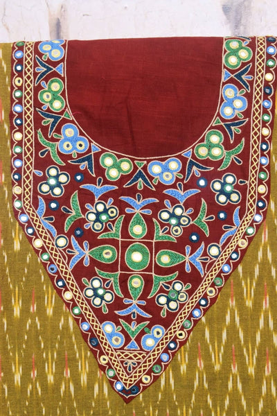 Green Pochampally Ikat Kutch Kurti Fabric