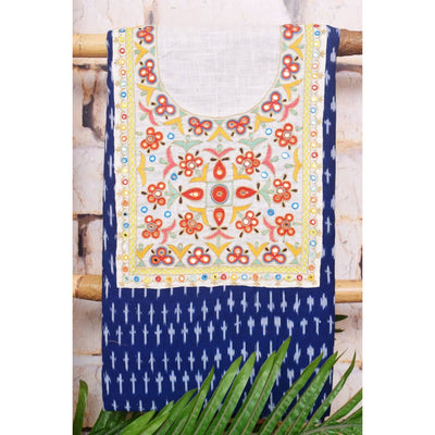 Blue Pochampally Ikat Kutch Kurti Fabric