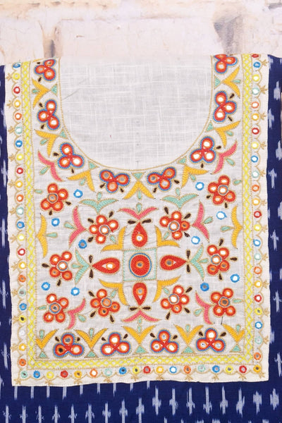 Blue Pochampally Ikat Kutch Kurti Fabric