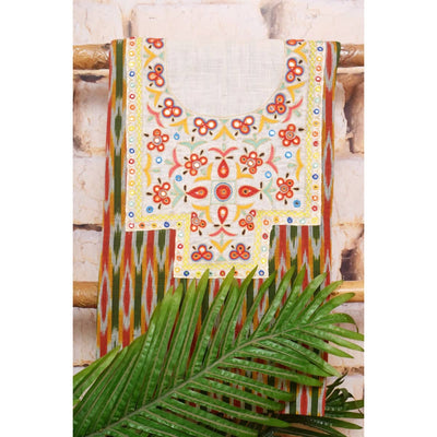 Multicolour Pochampally Ikat Kutch Kurti Fabric