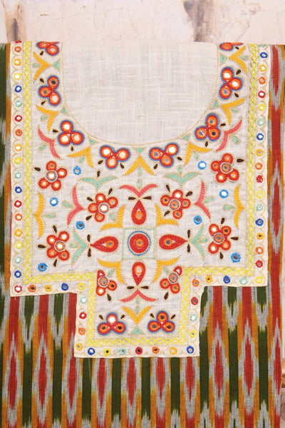 Multicolour Pochampally Ikat Kutch Kurti Fabric