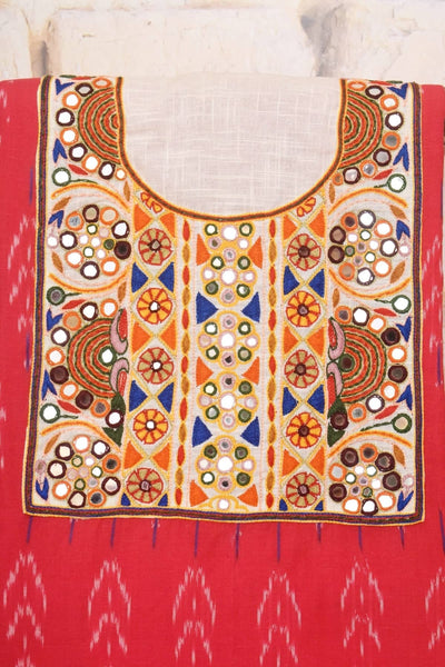 Pink Pochampally Ikat Kutch Kurti Fabric