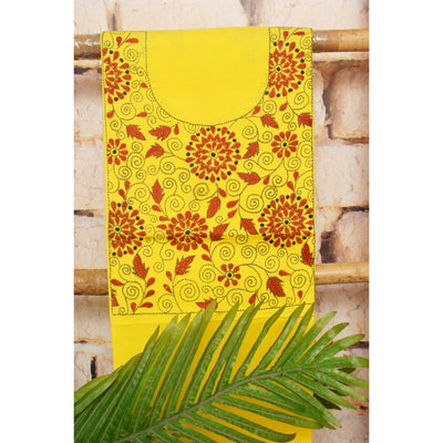 Yellow Kantha Hand Embroidered Kurti Fabric