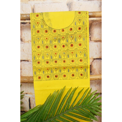 Yellow Kantha Hand Embroidered Kurti Fabric