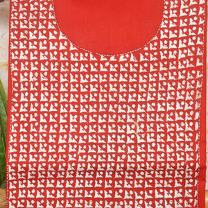 Red Kantha Hand Embroidered Kurti Fabric