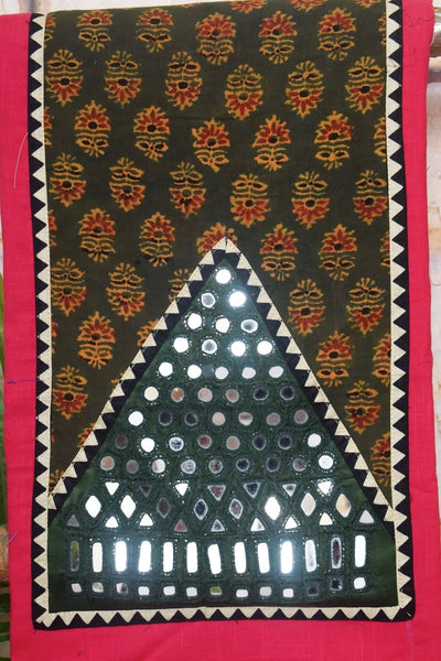 Pink Ajrakh Patch Mirror Work Cotton Kurti